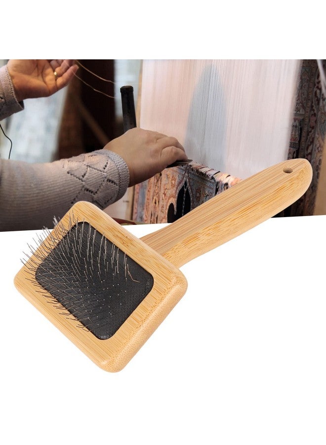 فوكتي فرشاة فوكتي من صوف جلد الغنم، مشط ماكراميه سليكر، فرشاة سليكر للحيوانات الأليفة بمقبض خشبي، لإزالة التساقط والأوساخ، لجميع أنواع الشعر، للقطط والكلاب، ولمحبي العناية بالأقمشة، لجميع الأعمار - Image 2