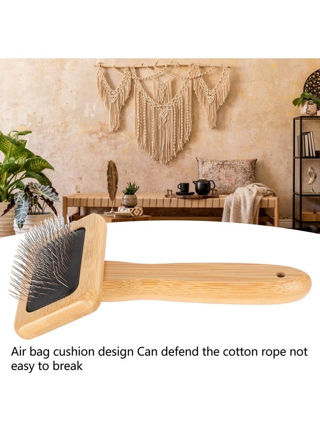 فوكتي فرشاة فوكتي من صوف جلد الغنم، مشط ماكراميه سليكر، فرشاة سليكر للحيوانات الأليفة بمقبض خشبي، لإزالة التساقط والأوساخ، لجميع أنواع الشعر، للقطط والكلاب، ولمحبي العناية بالأقمشة، لجميع الأعمار - Image 3