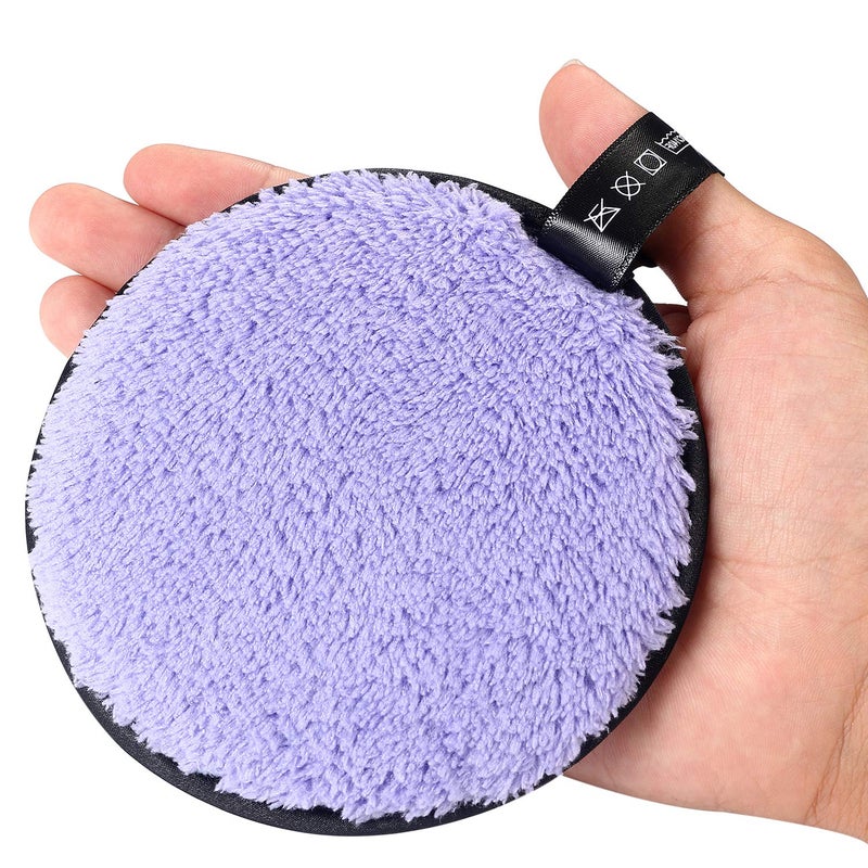 Vtrem 3 Colors Makeup Remover Pads: Reusable Soft Facial Cleaning Puffs Towels Christmas gifts Double-Side Washable Make Up Removing Cloth Microfiber Multi-function, Pink/Purple/Blue - Image 4
