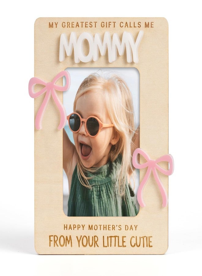 DINIZON Mothers Day Picture Frame With Magnet (Fits Photo 2.5"x3.5"), Wooden Photo Frame For Fridge Mommy And Me, Happy First Mother's Day Gifts From Baby, Kid, Husband, Gift For Mama, Wife, Daughter, New Mom - Image 1