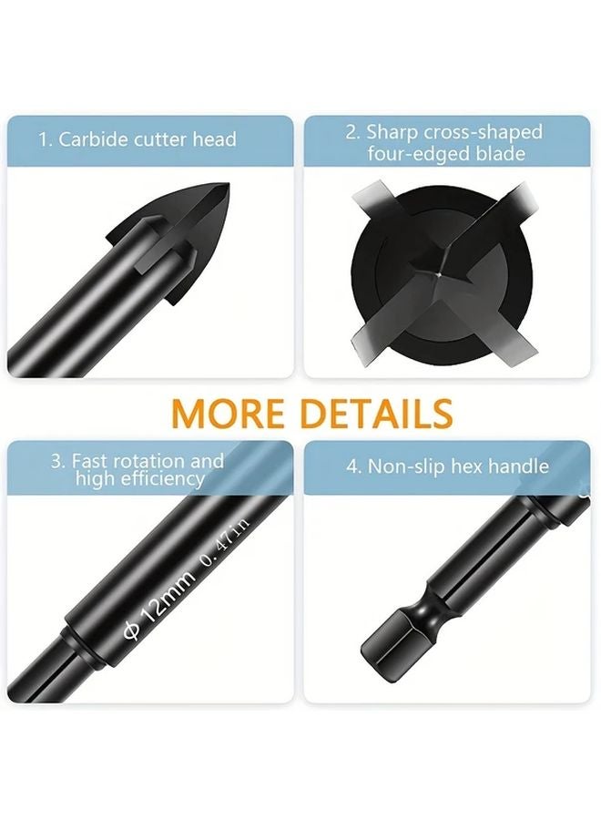 5PCS 4MM Carbide Drill Bit Set For Glass Concrete Tile Universal Hole Opener - Image 3