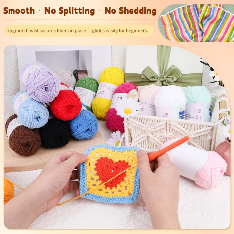 Reessy Skinny Chenille Yarn Pack â€“ 15 Skeins Multi-Color Edition(1.76oz/50g Each, 15 Colors, Total 2,370yd) â€“ Multi Color Skinny Chenille Yarn kit CYC#2 â€“ Crochet Starter Kit for Toys, Baby Blanket - Image 4