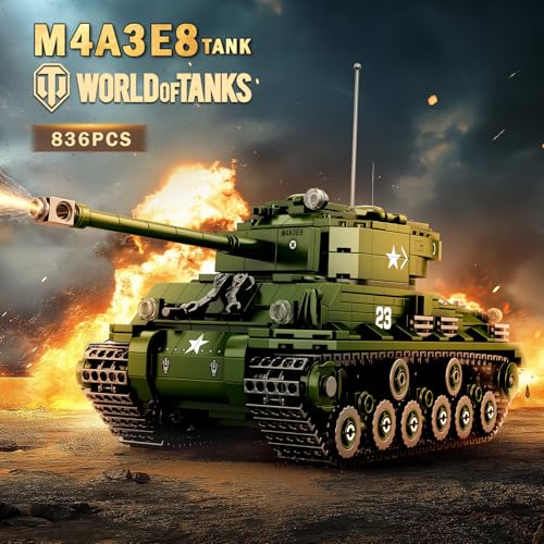Reobrix M4A3E8 Sherman Tank Building Set,WW2 Military American Armed Tanks Building Block Set for Military Fans,World of Tanks Authorized Products 77030,Ideal Gift for Adults Boys Age 14+,836 PCS - Image 2