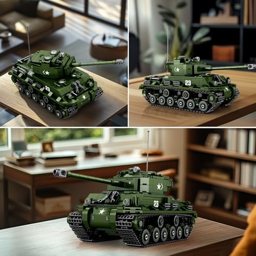 Reobrix M4A3E8 Sherman Tank Building Set,WW2 Military American Armed Tanks Building Block Set for Military Fans,World of Tanks Authorized Products 77030,Ideal Gift for Adults Boys Age 14+,836 PCS - Image 3