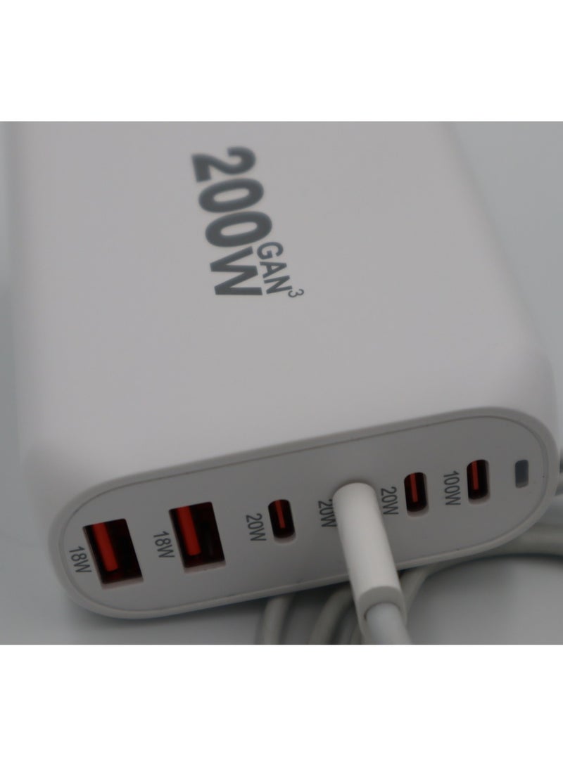 دولتري محول طاقة متعدد الوظائف 200 واط للشحن السريع للهواتف وأجهزة الكمبيوتر المحمولة والأجهزة اللوحية (أبيض) - Image 5