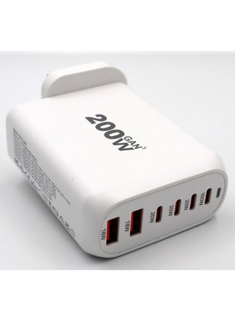 دولتري محول طاقة متعدد الوظائف 200 واط للشحن السريع للهواتف وأجهزة الكمبيوتر المحمولة والأجهزة اللوحية (أبيض) - Image 4