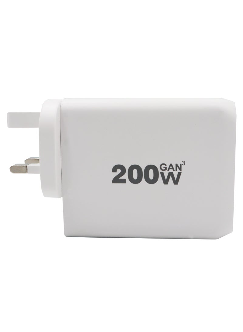 دولتري محول طاقة متعدد الوظائف 200 واط للشحن السريع للهواتف وأجهزة الكمبيوتر المحمولة والأجهزة اللوحية (أبيض) - Image 1