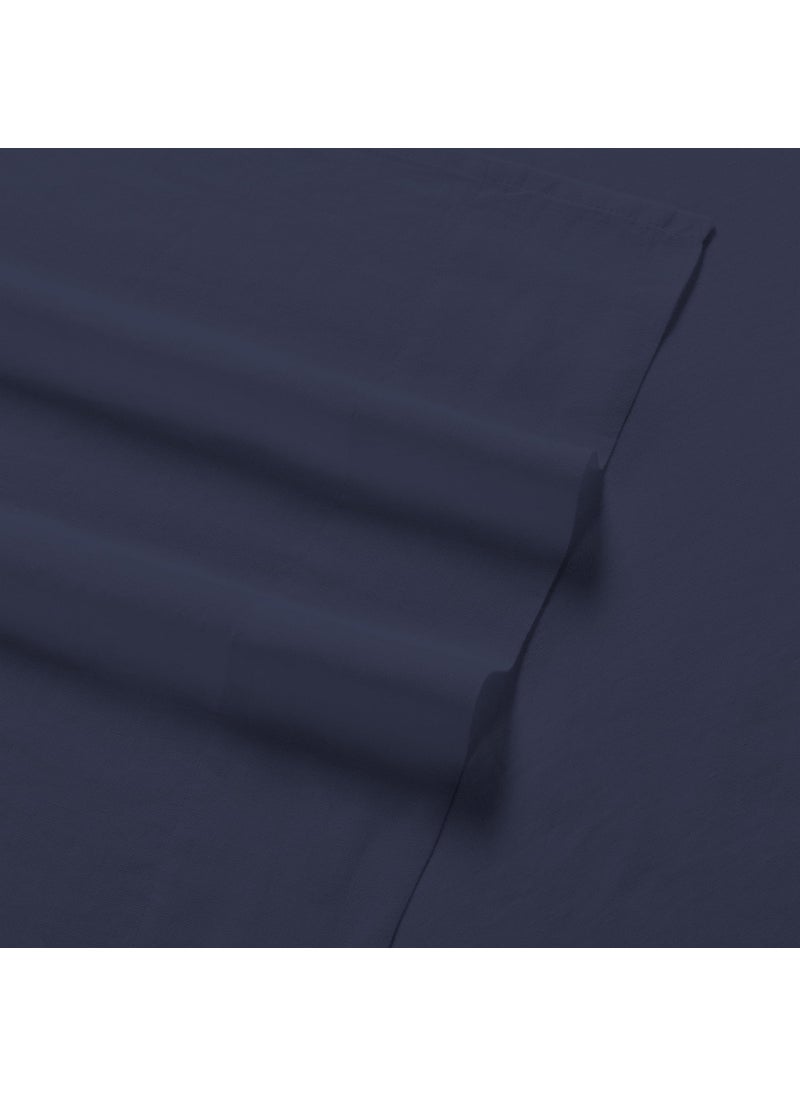 SUPREME ELEGANCE 100% Cotton Twin Dark Blue Fitted Sheet Only  Lightweight Back to School College Essentials Mattress Fitted Sheet (39  W x 75  L)  Highly Breathable  Cool & Crisp  17"" Deep Pocket Dark Blue Bed Sheets  - Image 5