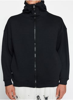 Black Oversize/Wide Cut Zippered Hooded Cotton Sweatshirt TMNAW24SW00049 - pzsku/Z5F6C937020D3609AD5B4Z/45/_/1730941469/98cb7383-b4c5-48b3-8dc6-dcba60da44fc