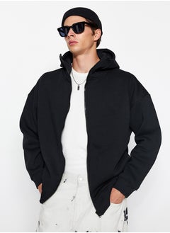 Black Oversize/Wide Cut Zippered Hooded Cotton Sweatshirt TMNAW24SW00049 - pzsku/Z5F6C937020D3609AD5B4Z/45/_/1730941472/bd60885d-7123-4d61-bb28-dc4a0b5ac159