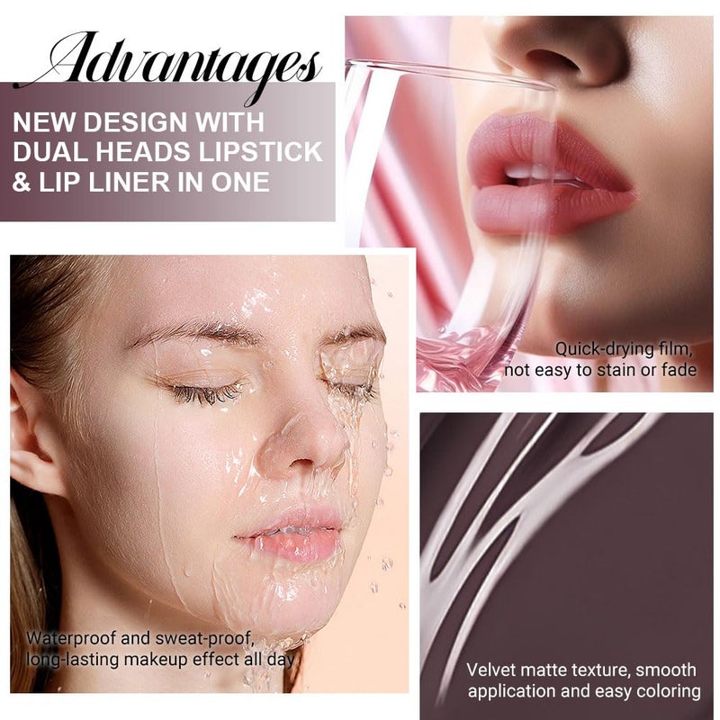 evpct 1Pcs Dark Deep Brown Chocolate Matte Lip Liner and Liquid Lipstick Stain Makeup Set for women, Long Lasting Smudge Proof Lipstick labiales matte mate larga duracion listip 24 hours originales,06 - Image 4