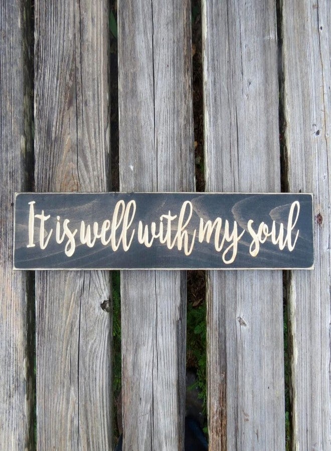 Agriism It is Well with My Soul Sign,It is Well,Wood Signs,Well with My Soul,It is Well Sign,with My Soul,Farmhouse Decor,Inspirational Sign 4x16 inch(10x40 cm) - Image 1