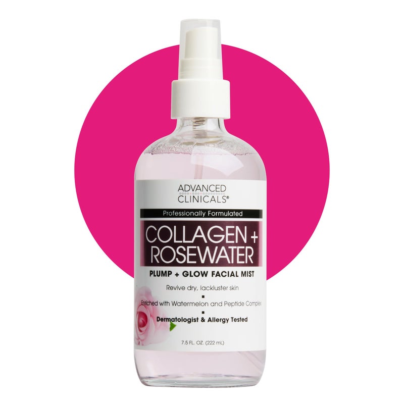 Advanced Clinicals Collagen Rosewater Face Mist Skin Care Reviving & Hydrating Facial Mist for Face | Instant Hydration Face Spray Toner with Pure Rose Water, Collagen, & Natural Extracts, 7.5 Fl Oz - Image 1
