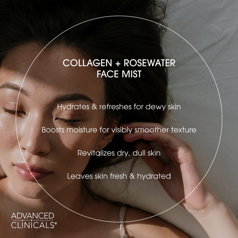 Advanced Clinicals Collagen Rosewater Face Mist Skin Care Reviving & Hydrating Facial Mist for Face | Instant Hydration Face Spray Toner with Pure Rose Water, Collagen, & Natural Extracts, 7.5 Fl Oz - Image 3