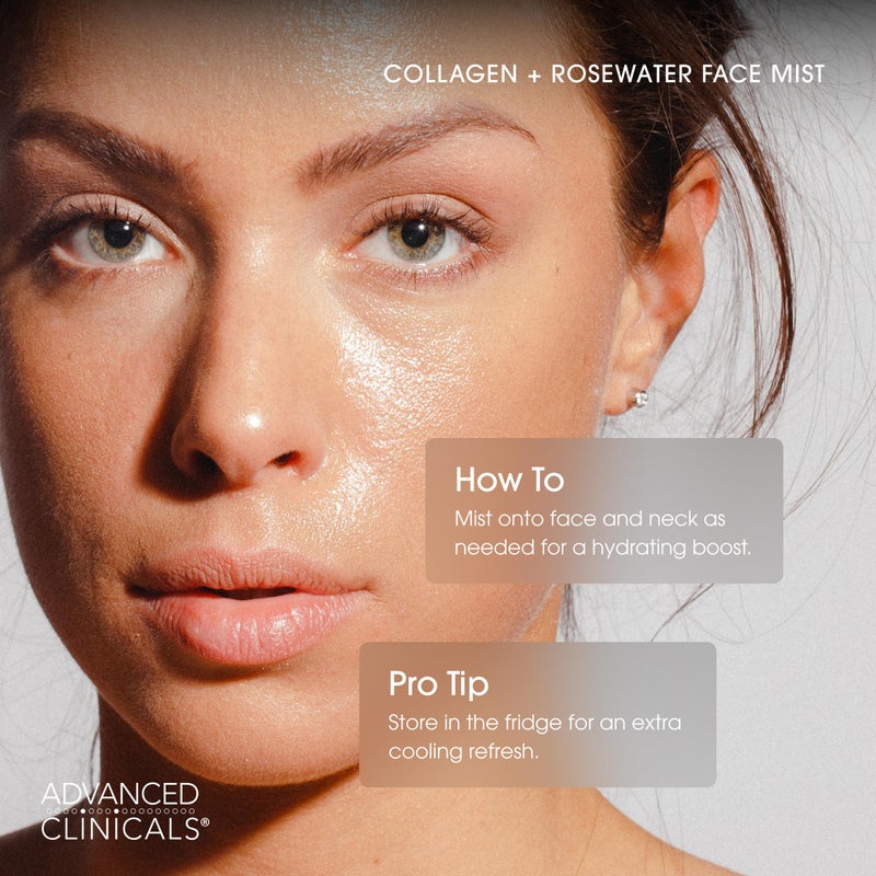 Advanced Clinicals Collagen Rosewater Face Mist Skin Care Reviving & Hydrating Facial Mist for Face | Instant Hydration Face Spray Toner with Pure Rose Water, Collagen, & Natural Extracts, 7.5 Fl Oz - Image 5
