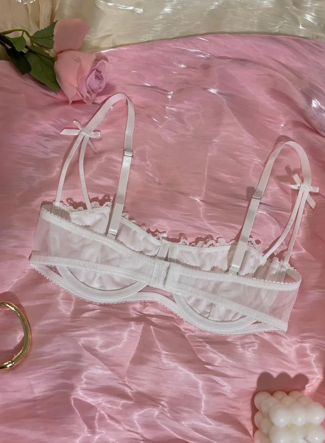 تايك تو Floral Embroidered Lace Padded Wired Balconette Bra