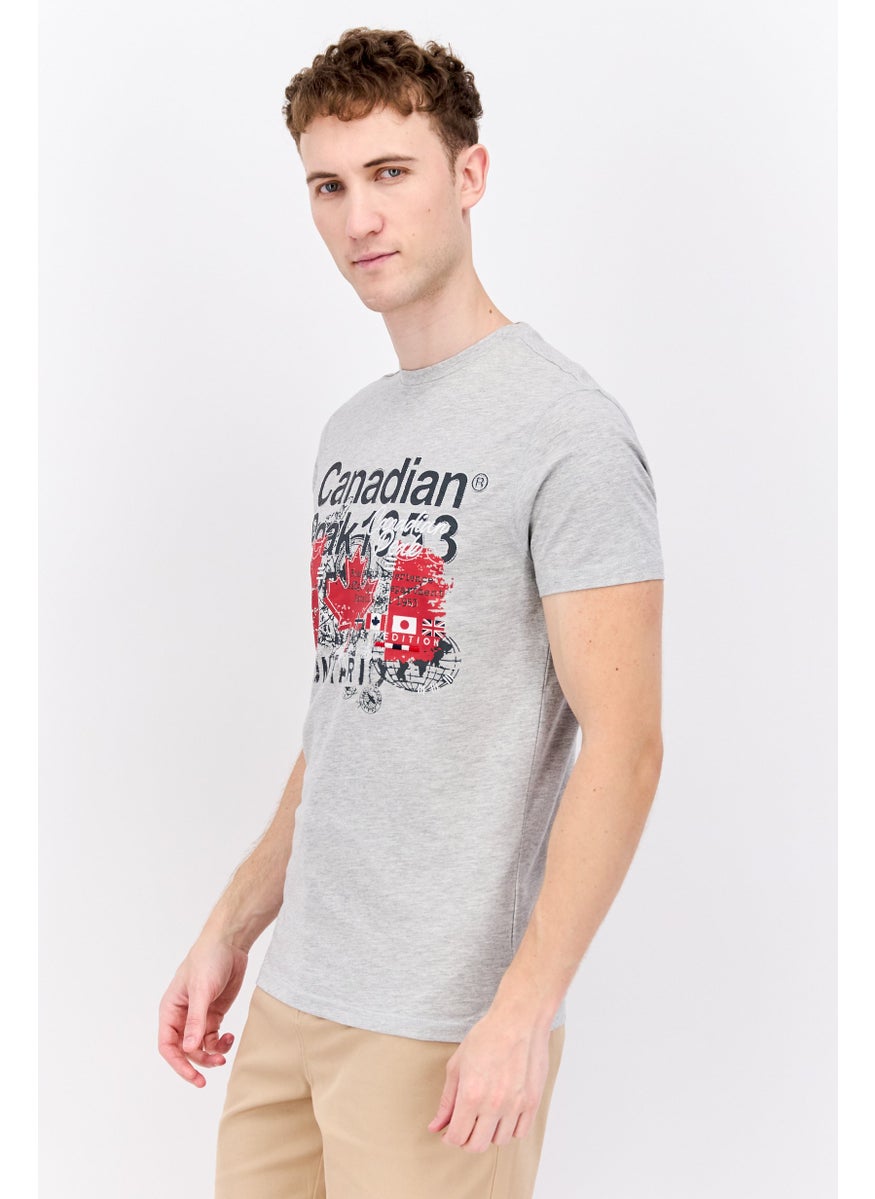 Canadian Peak - Men Crew Neck Short Sleeve Graphic Printed T-Shirt, Grey Combo - Image 1