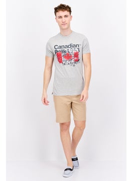 Canadian Peak Men Crew Neck Short Sleeve Graphic Printed T-Shirt, Grey Combo  - Image 4