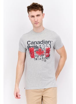 Canadian Peak Men Crew Neck Short Sleeve Graphic Printed T-Shirt, Grey Combo  - Image 1