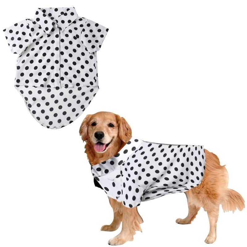 Sage Square Funky Soft Material Dog Shirt | Cool/Funky Print Pet | Soft Light Weight | Comfortable & Breathable Dog Clothing | Trendy Vest Outfit (Large - 22 Inches, Polka White) - Image 1