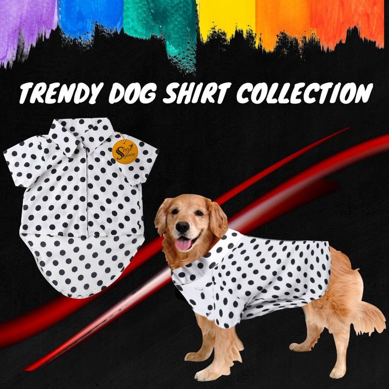 Sage Square Funky Soft Material Dog Shirt | Cool/Funky Print Pet | Soft Light Weight | Comfortable & Breathable Dog Clothing | Trendy Vest Outfit (Large - 22 Inches, Polka White) - Image 2