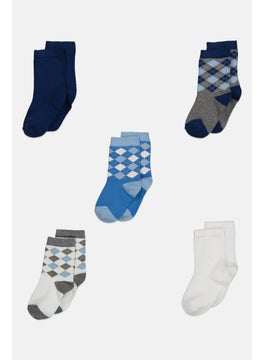 RBX Kids Boy 5 Pairs Printed Socks, Navy  - Image 1