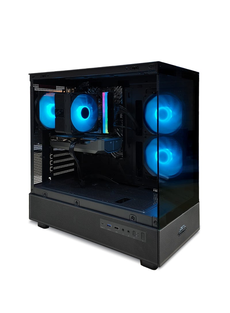 عرب جيمرز كمبيوتر ألعاب - انتل كور i5-14400F، 16 جيجابايت رام، 1 تيرابايت اس اس دي، انفيديا جي فورس ار تي اكس 5060 8 جيجابايت، ويندوز 11 برو، كيس أسود بإضاءة RGB - Image 1