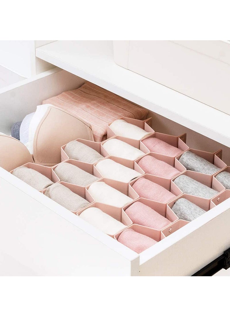 SYOSI Drawer Organizer Divider Honeycomb Separator Adjustable for Ties, Underwear, Cosmetics and Jewelry, Sock, (Pink) - Image 5