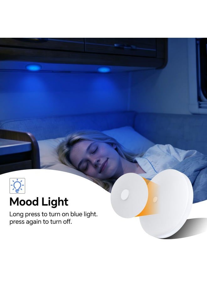 acegoo RV Ceiling Dome Light 4.5 Inch 12V Overhead LED Puck Light for Motorhome Boat Camper Trailer Truck Car, Surface Mount CRI90+ 6-Pack (3000K with Blue Nightlight) - Image 3