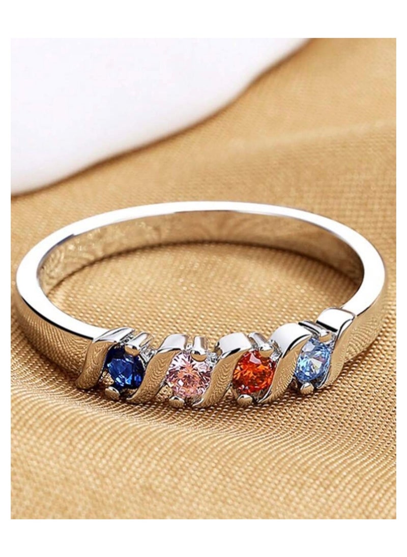 sixtyfour Elegant Stainless Steel Silver Plated Cubic Zirconia Ring For Women Size 7  - Image 2