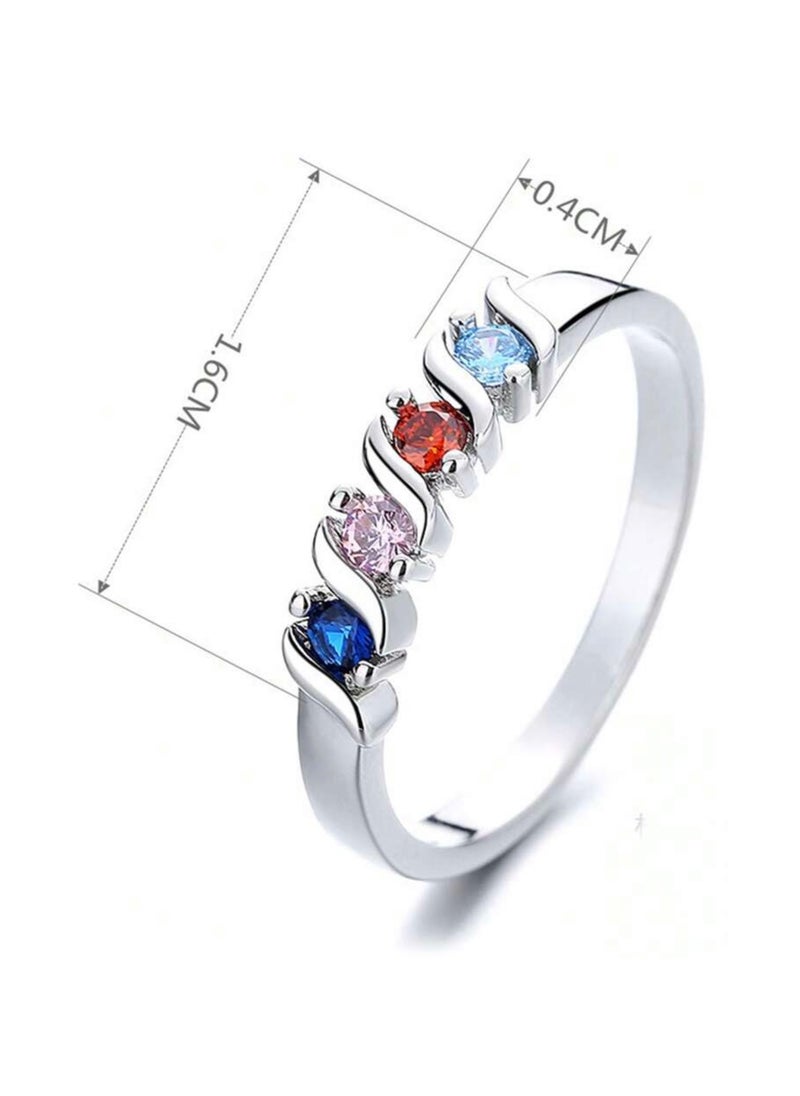 sixtyfour Elegant Stainless Steel Silver Plated Cubic Zirconia Ring For Women Size 7  - Image 4