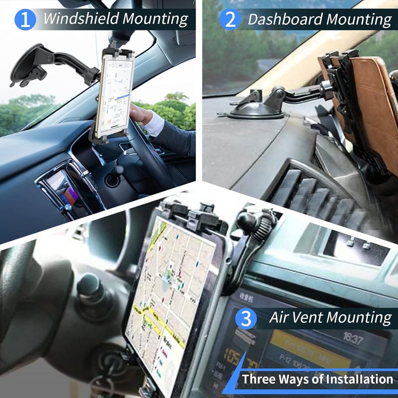 OHLPRO 360° Rotatable Adjustable Tablet Holder Car Mount for 6-11 Inches - Image 2