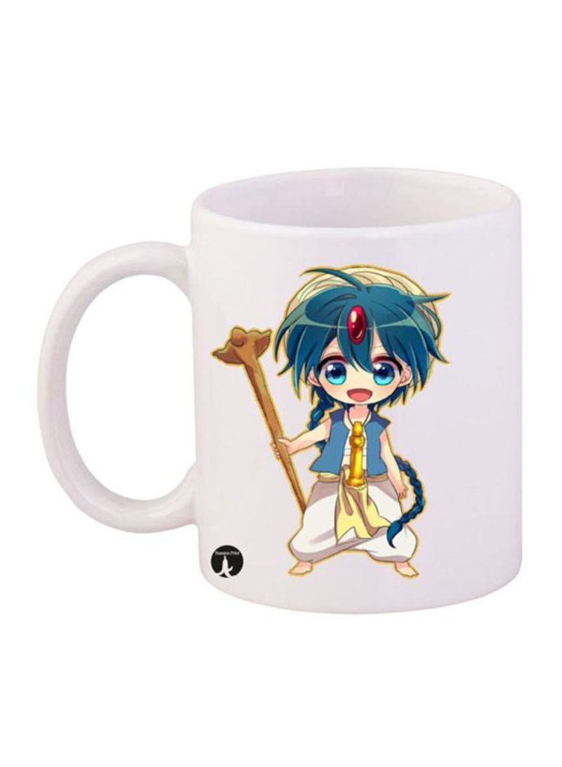 RKN Labyrinth Of Magic Anime Printed Mug White/Blue/Gold 12ounce