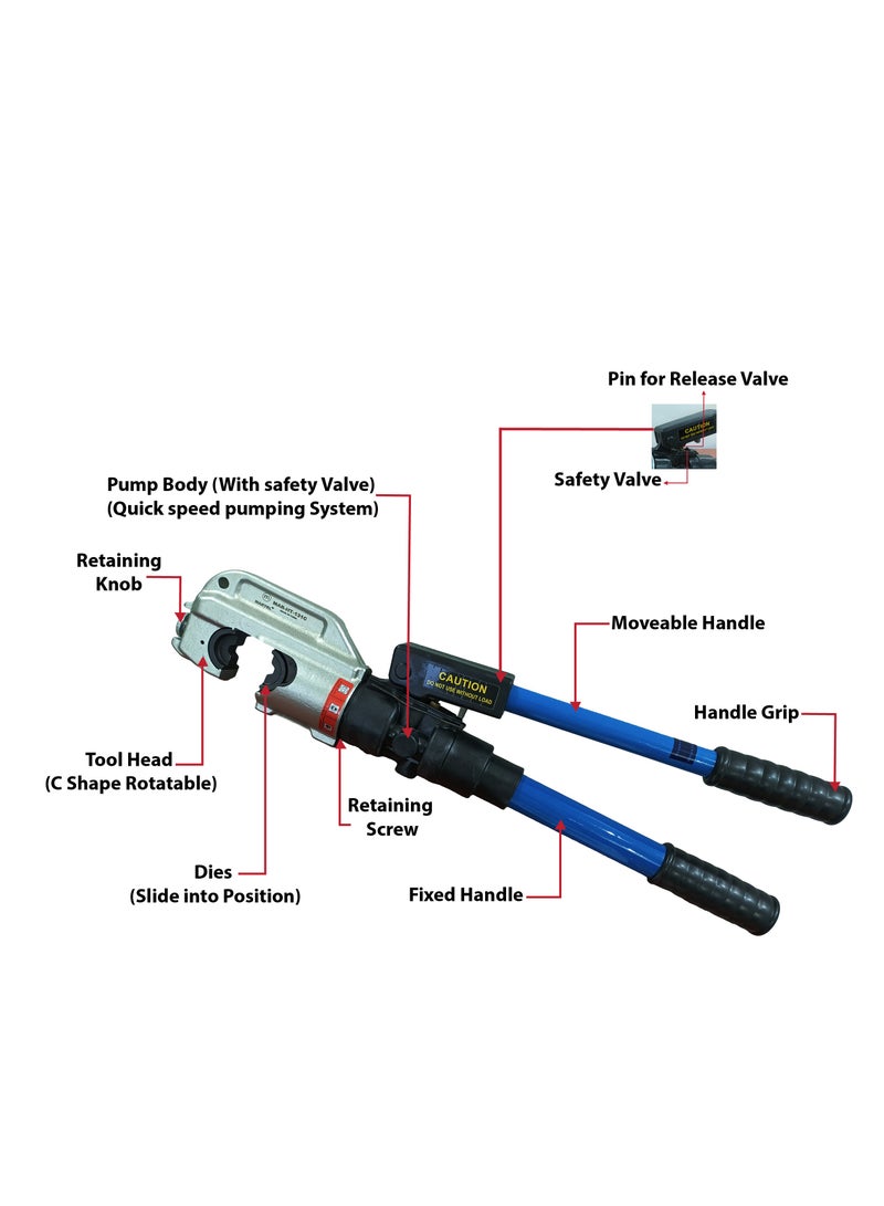 مارتل أداة التجعيد الهيدروليكية شديدة التحمل من  MARTEL، أداة التجعيد الهيدروليكية  MAR-HT-131C، قوة 13T، سعة 50-400 مم²، مضخة فائقة السرعة، رأس على شكل حرف C لوضع الكابلات المرنة - مثالية لعروات الكابلات Cu/Al . - Image 4