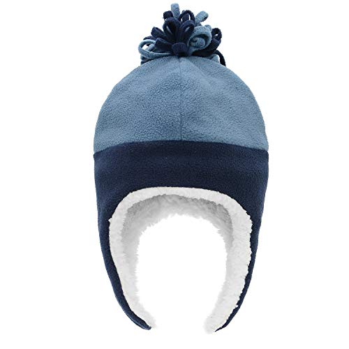 Zando Navy & Blue Baby Winter Hat and Mitten Set - Cute Fleece Sherpa Infant Hats, Warm Toddler Beanie with Ear Flaps, Toddler Aviator Caps, Baby Winter Essentials for Outdoor Home Wear 3-12 Months - Image 5