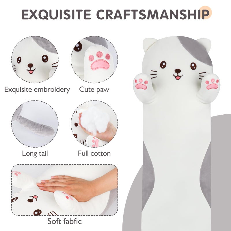 Dalmao 28 inch Cat Plush Body Kitty Pillow Soft Giant Doll Cute Kitten Squishy Cat Stuffed Animal Toy Gifts for Kids Birthdays - Image 3