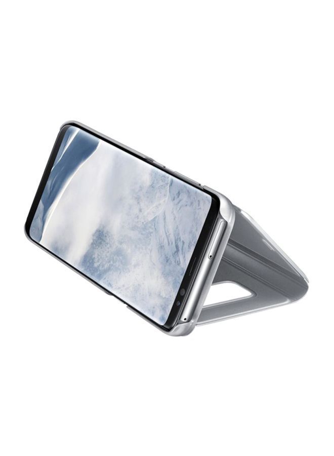 NIBEMINENT Clear View Standing Flip Cover For Samsung Galaxy S8 Silver - Image 4