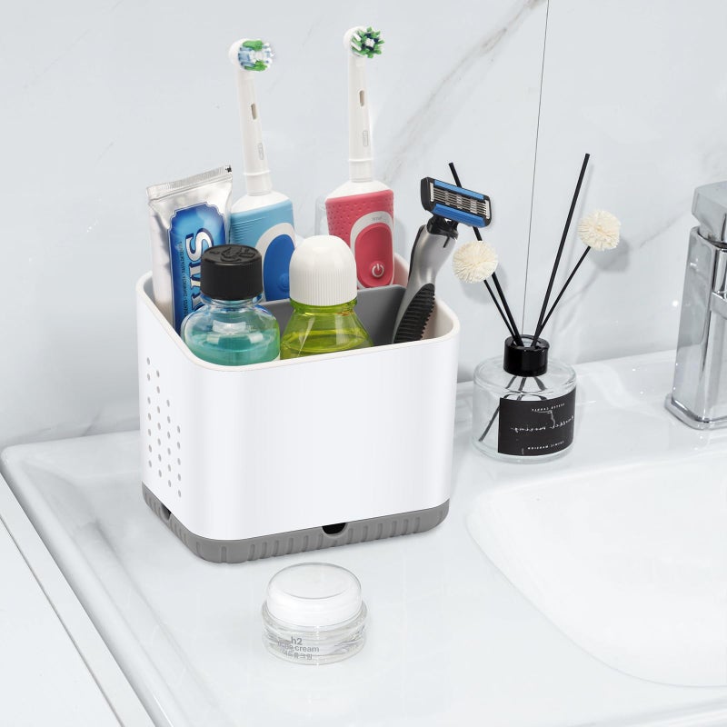 PARKMANI Toothbrush Holders for Bathrooms, Kids Electric Toothbrush and Toothpaste Holder, 4 Slots Tooth Brushing Holder for Bathroom Countertop Organizer and Storage, Bathroom Accessories (Grey) - Image 2