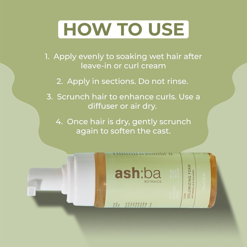 Ashba Botanics رغوة تكثيف الشعر من أشبا بوتانيكس | موس خفيف الوزن للشعر المجعد والمتموج خالي من البارابين والسيليكون 150 مل - Image 5