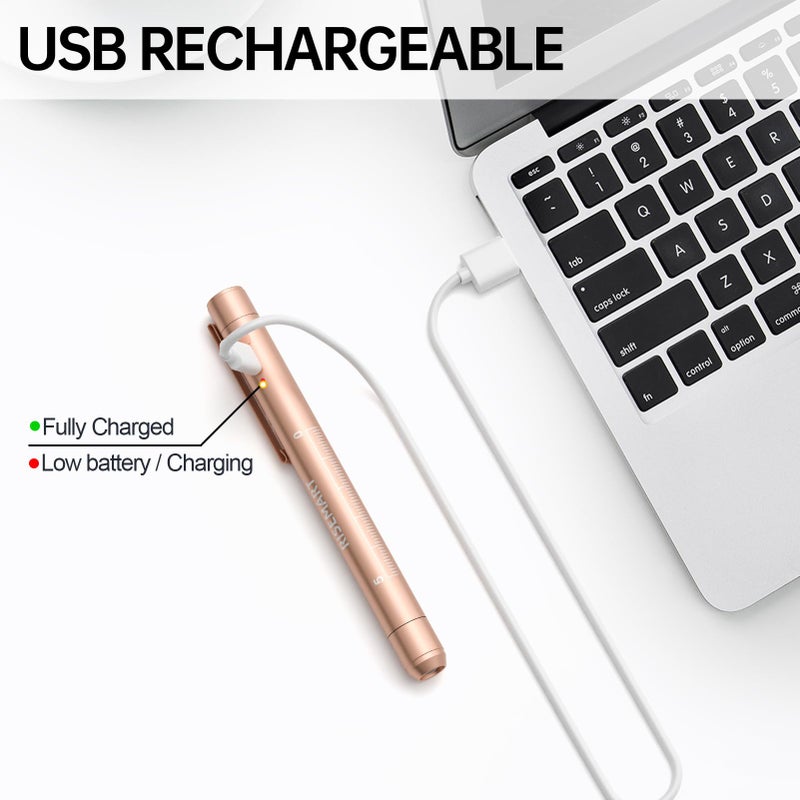 Risemart Rechargeable Pen Light For Nurses And Doctors - Led Medical Penlight With Usb Charging  Dual Light Modes  Durable Clip - Ideal Gift For Graduation  Night Shift  Clinical Use - Gold - Image 2