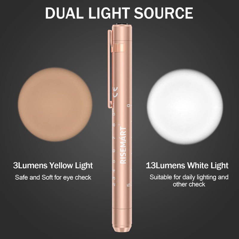 Risemart Rechargeable Pen Light For Nurses And Doctors - Led Medical Penlight With Usb Charging  Dual Light Modes  Durable Clip - Ideal Gift For Graduation  Night Shift  Clinical Use - Gold - Image 3