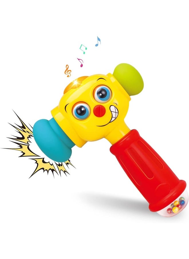 HOLA Toy Hammer For Toddlers, Musical Learning Toy With Lights, Counting & Rattle Beads, 2 Modes (Music & Learning), Soft Rubber Hammer For Sensory Play, Educational Toy For Babies 12-36 Months  - Image 1