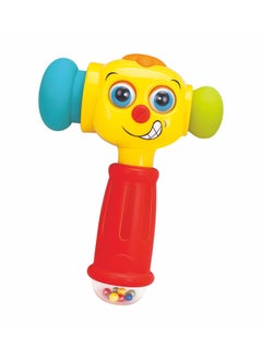 HOLA Hola Toy Hammer for Toddlers, Musical Learning Toy with Lights, Counting & Rattle Beads, 2 Modes (Music & Learning), Soft Rubber Hammer for Sensory Play, Educational Toy for Babies 6M+  - Image 1