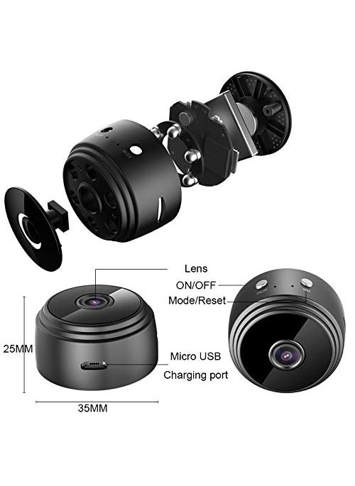 TECHNOVIEW TECHNOVIEW Mini Spy Wireless Hidden Video Audio Full HD 1080P CCTV WiFi Camera with Night Vision Motion Detection Supports Upto 64 GB Card not Included Battery Operated Black HD  - Image 3