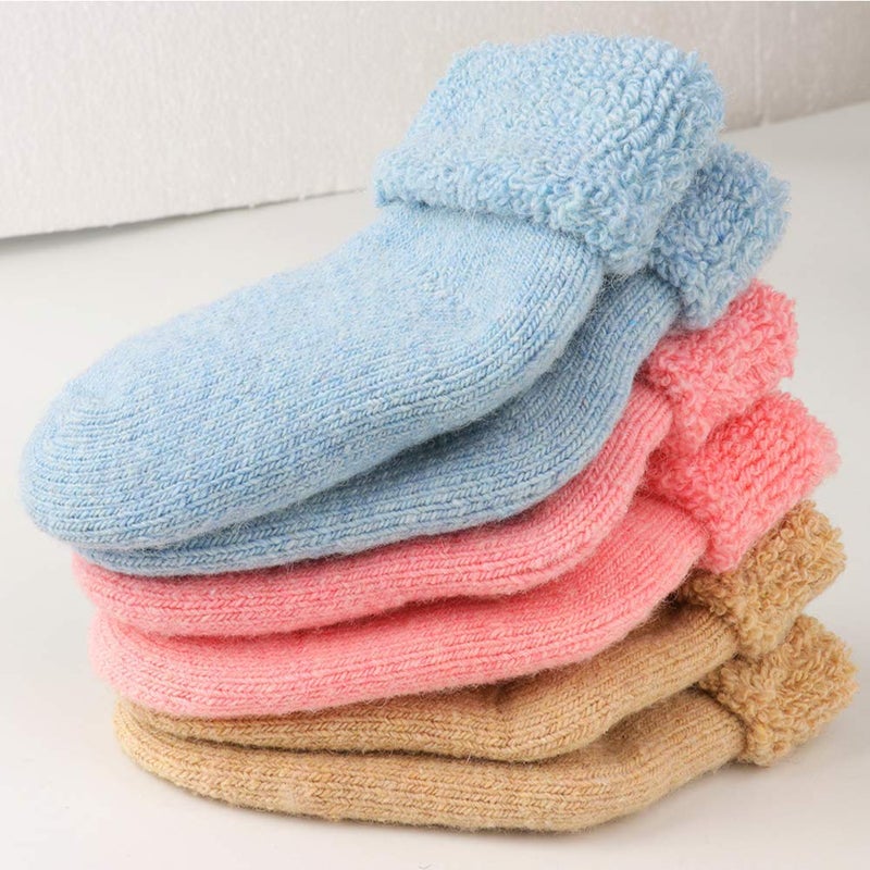 Yoicy Baby Toddler Thick Wool Socks - Super Warm Soft Winter Solid Color Casual Crew Socks For Baby Girls Boys(Pack of 3) - Image 3