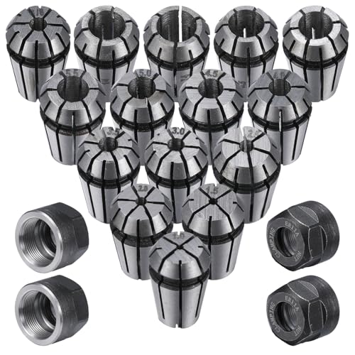 Yaocom 19 Pcs ER11 Spring Collet Set Er11 A M14 Thread Collet Clamping Nuts Precision Spring for CNC Engraving Milling Lathe Chuck Tool, 1.0mm-7.0mm and 1/4, 1/8 - Image 1