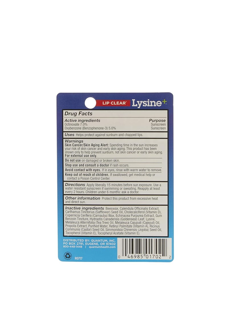 Quantum Quantum Health Lip Clear Lysine  Coldstick SPF21 5g Pack of 4  - Image 2