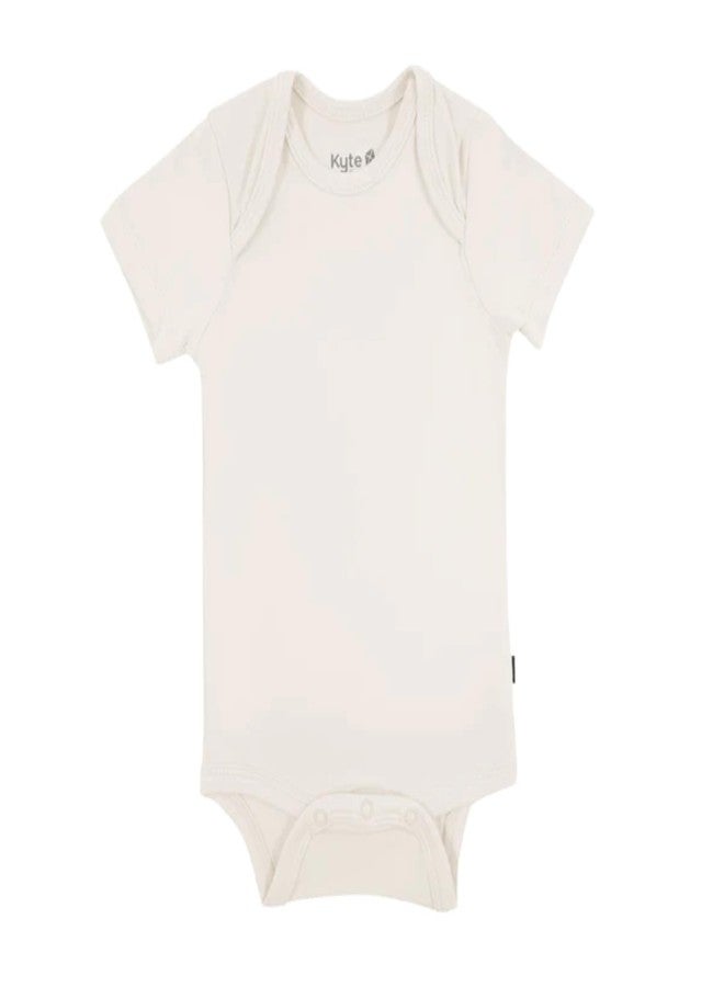KYTE BABY Short Sleeve Unisex Baby Bodysuits, Rayon Made From Bamboo Material (Preemie, Oat) - Image 1