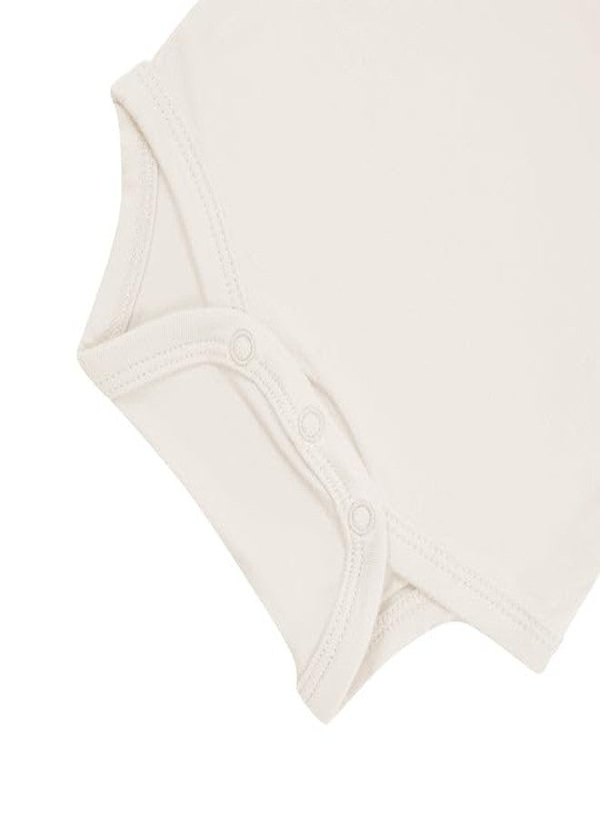 KYTE BABY Short Sleeve Unisex Baby Bodysuits, Rayon Made From Bamboo Material (Preemie, Oat) - Image 4