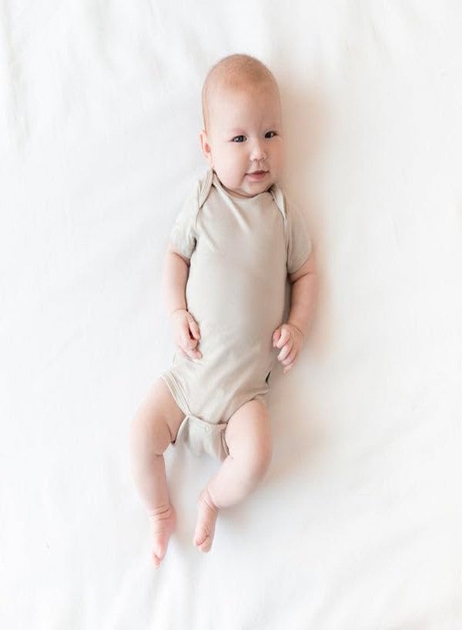 KYTE BABY Short Sleeve Unisex Baby Bodysuits, Rayon Made From Bamboo Material (Preemie, Oat) - Image 2